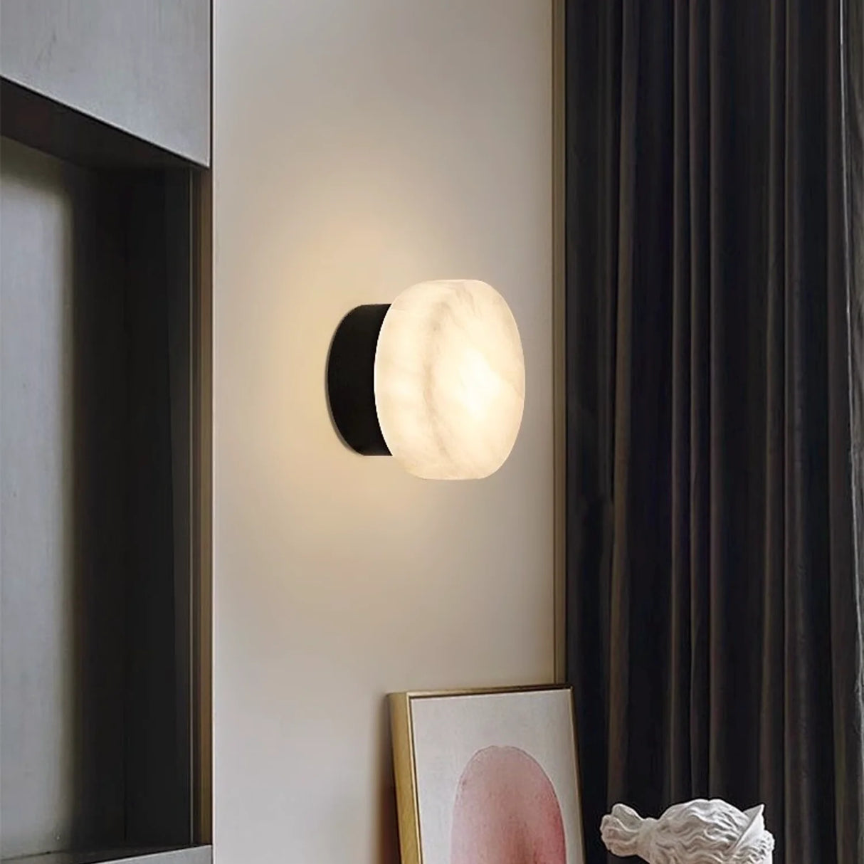 Domino A Cylindrical Alabaster Wall Light