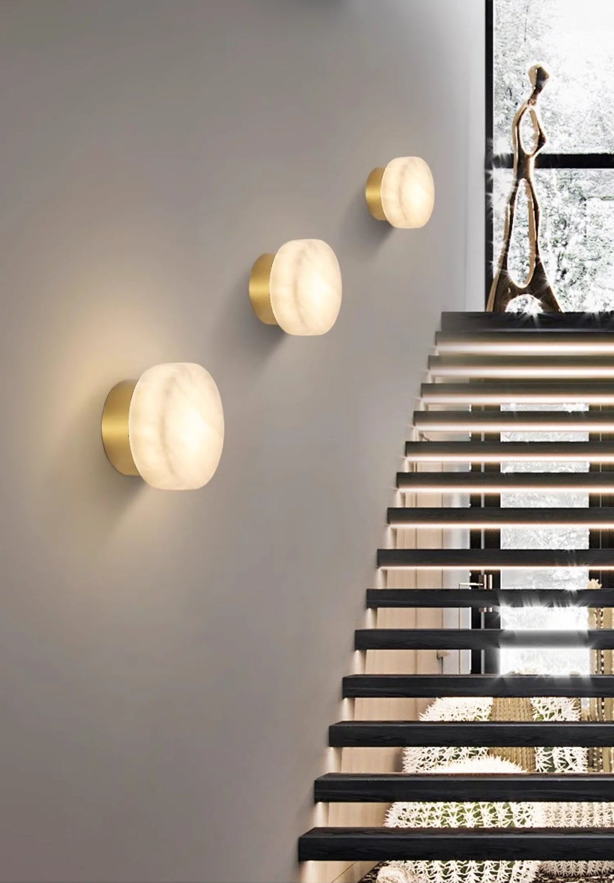 Domino A Cylindrical Alabaster Wall Light