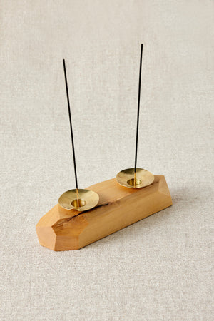 Double Wooden Incense and Candle Holder by Dor+Kie