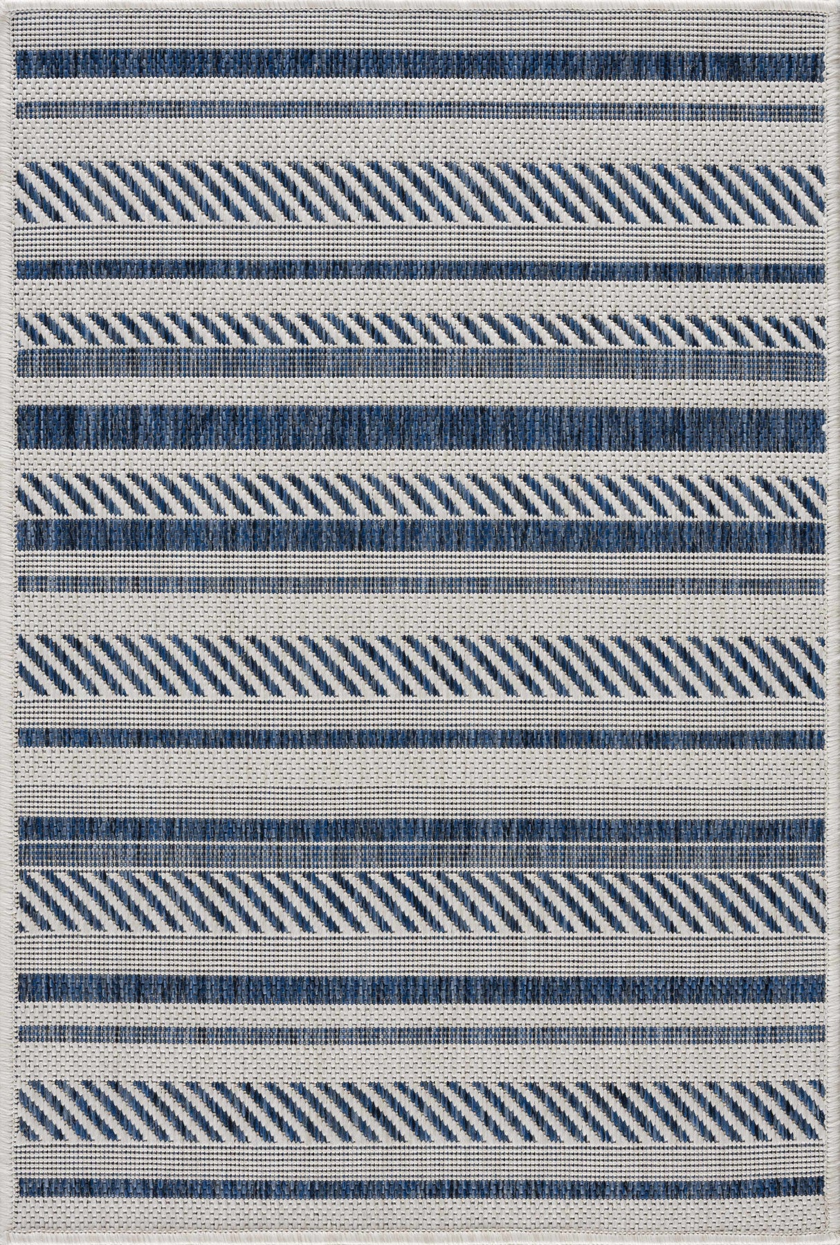 Olin White&Blue Striped Nordic Rug