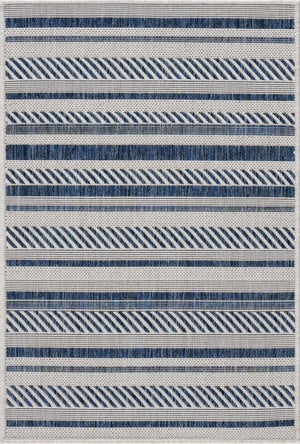 Olin White&Blue Striped Nordic Rug