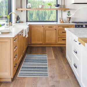 Olin White&Blue Striped Nordic Rug