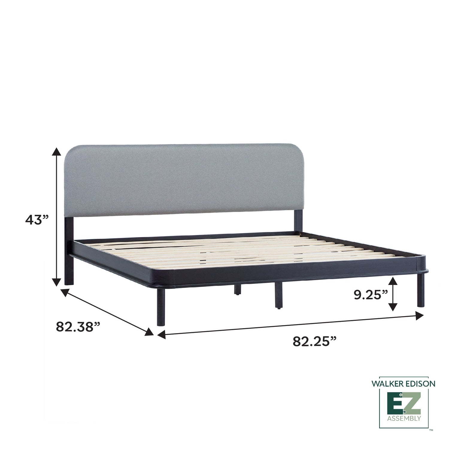 Annette Contemporary Upholstered Headboard Curved Wood Bed Frame