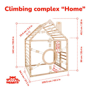 Wood and Hearts Wooden Toddler Climbing Playhouse, Ages 1–6
