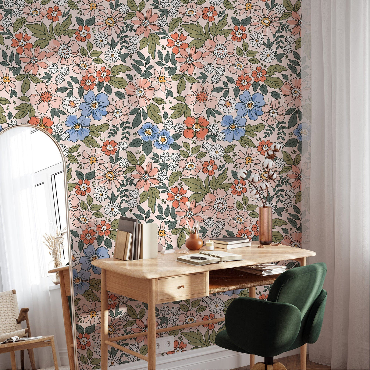 Vintage Liberty Style Elegant Flowers Wallpaper
