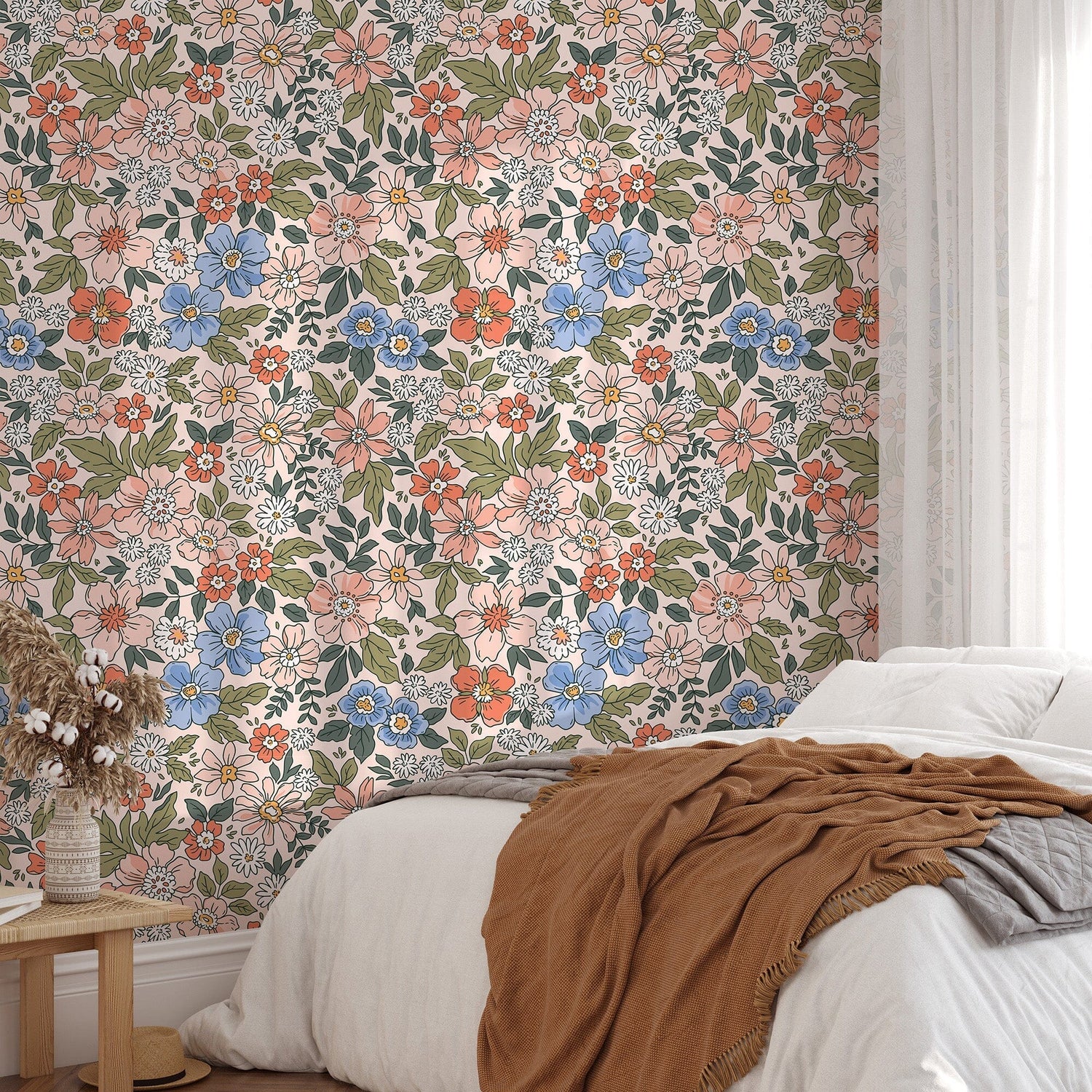 Vintage Liberty Style Elegant Flowers Wallpaper