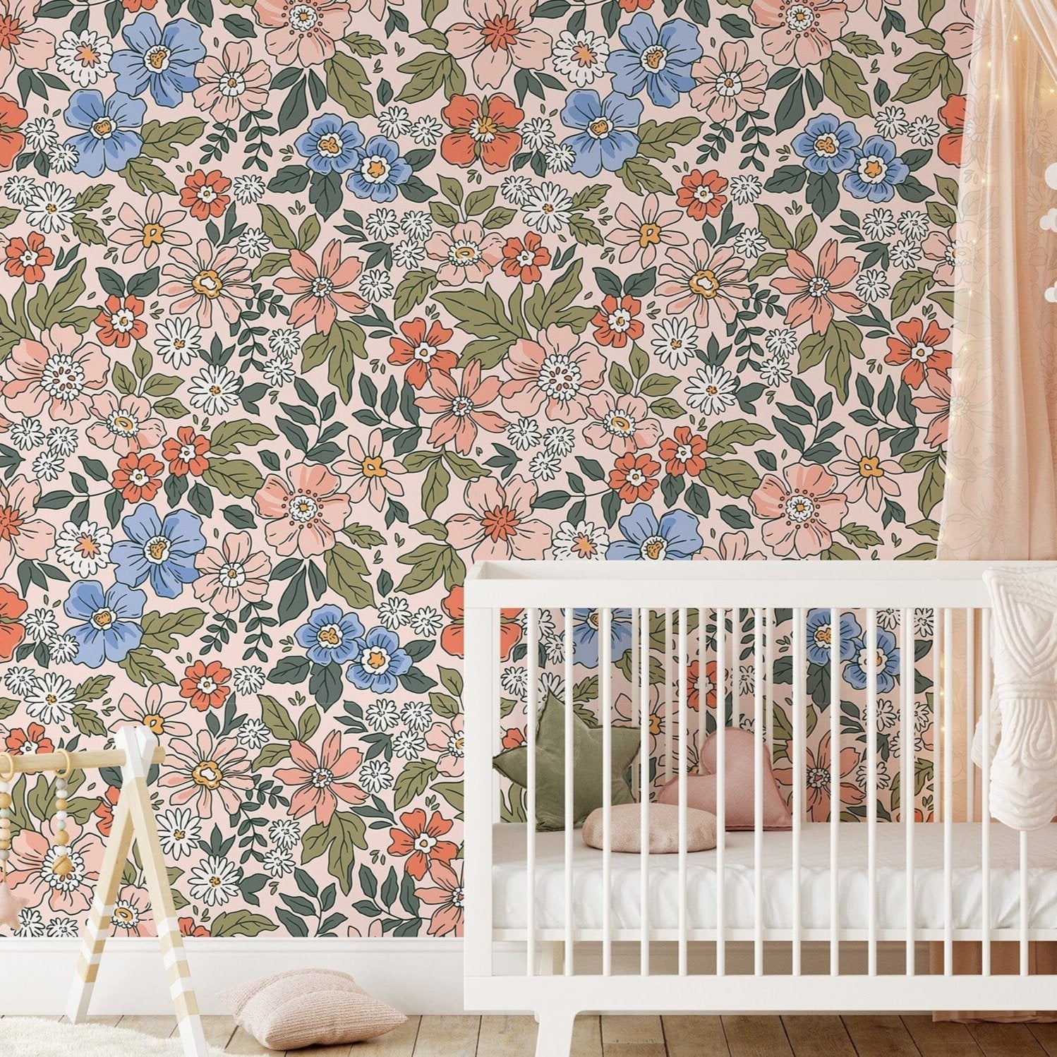 Vintage Liberty Style Elegant Flowers Wallpaper