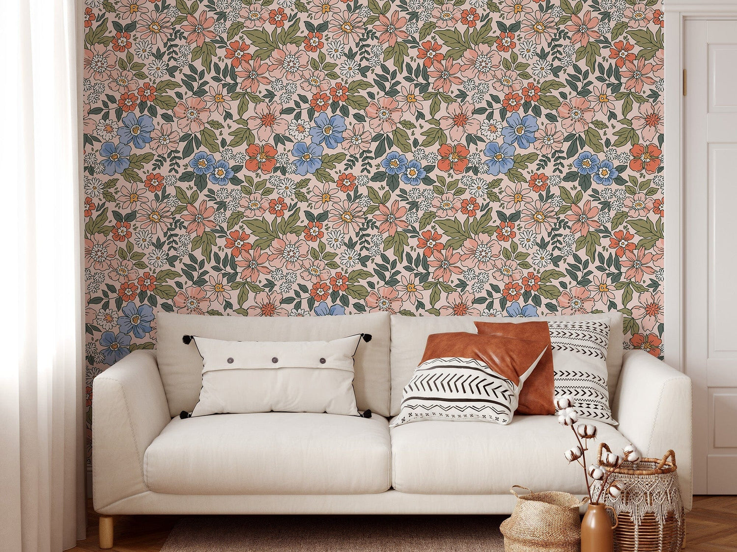 Vintage Liberty Style Elegant Flowers Wallpaper
