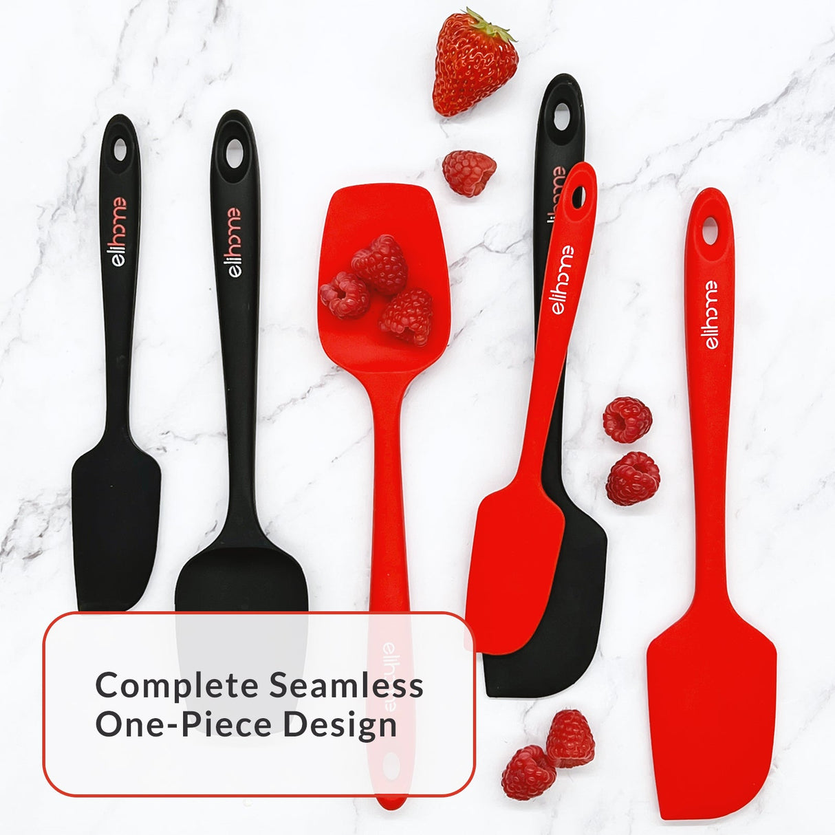 Elihome 3 Piece Silicone Spatula Set - Red