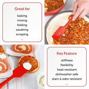 Elihome 3 Piece Silicone Spatula Set - Red