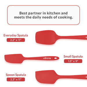 Elihome 3 Piece Silicone Spatula Set - Red