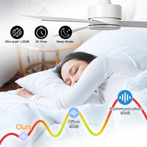 52" DC Motor 3 Blades Modern Downrod Mount Ceiling Fan