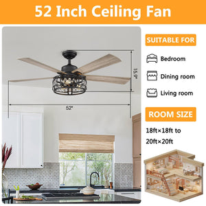 52" Divisadero Farmhouse Ceiling Fan with Remote Control