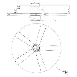 52" Flush Mount Smart Fan with LED Light