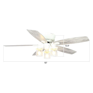 52" Traditional Flush Mount Reversible Ceiling Fan with Lighting and Remote Control