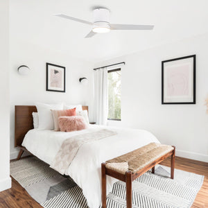 48" Flush Mount Ceiling Fan 3 Blades with LED Lighting and Remote Control