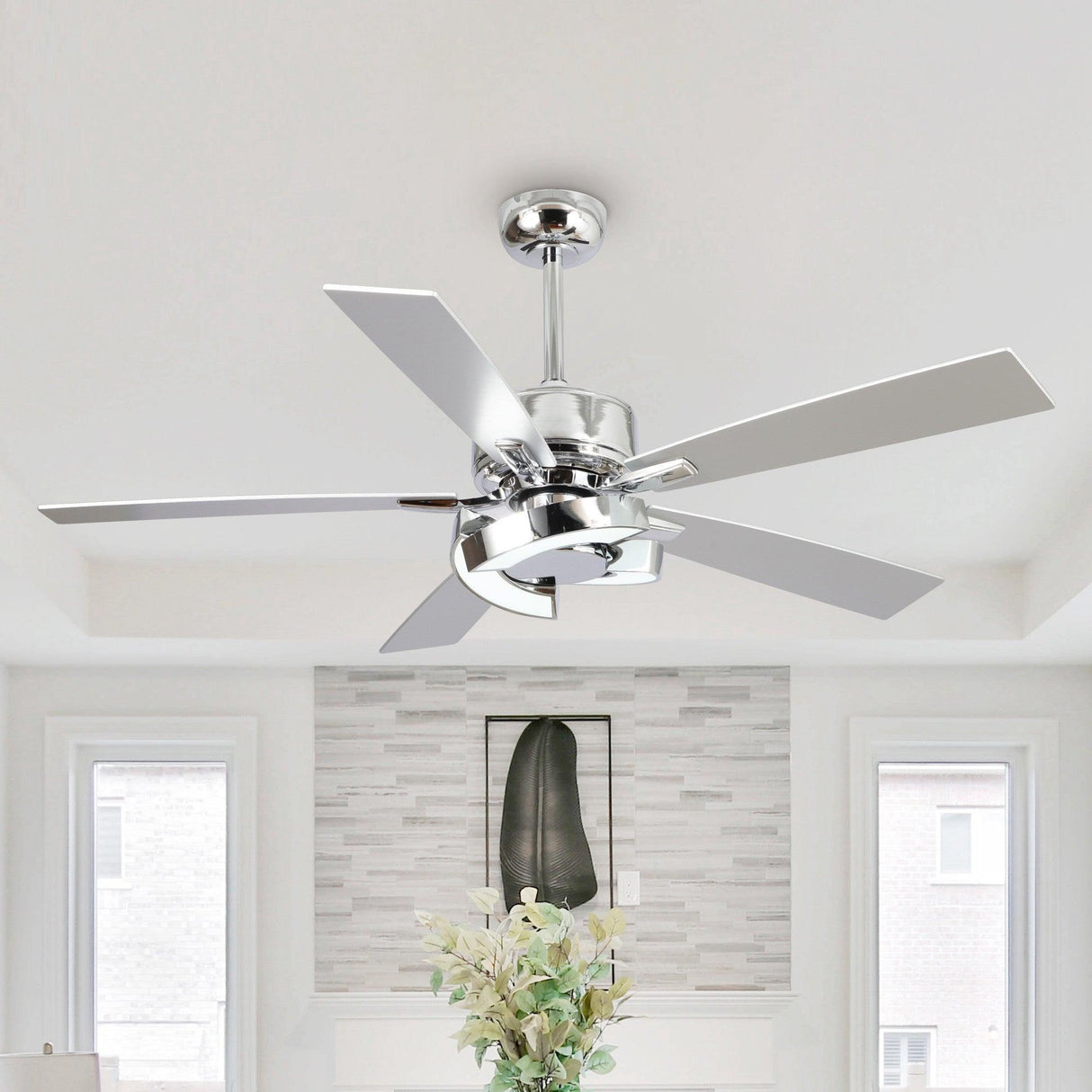 52" Vendome Industrial DC Motor Downrod Mount Reversible Ceiling Fan with Lighting and Remote Control