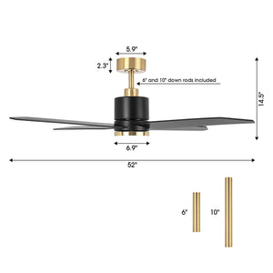 52" Ashby Industrial Satin Nickel DC Motor Ceiling Fan with LED Lighting and Remote Control