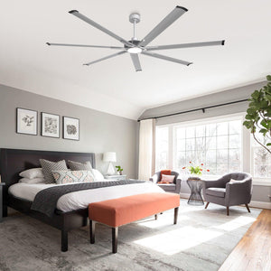 84 Inch 100 Inch Padus Black Large Size Ceiling Fan with Dimmable Lighting and Remote Control