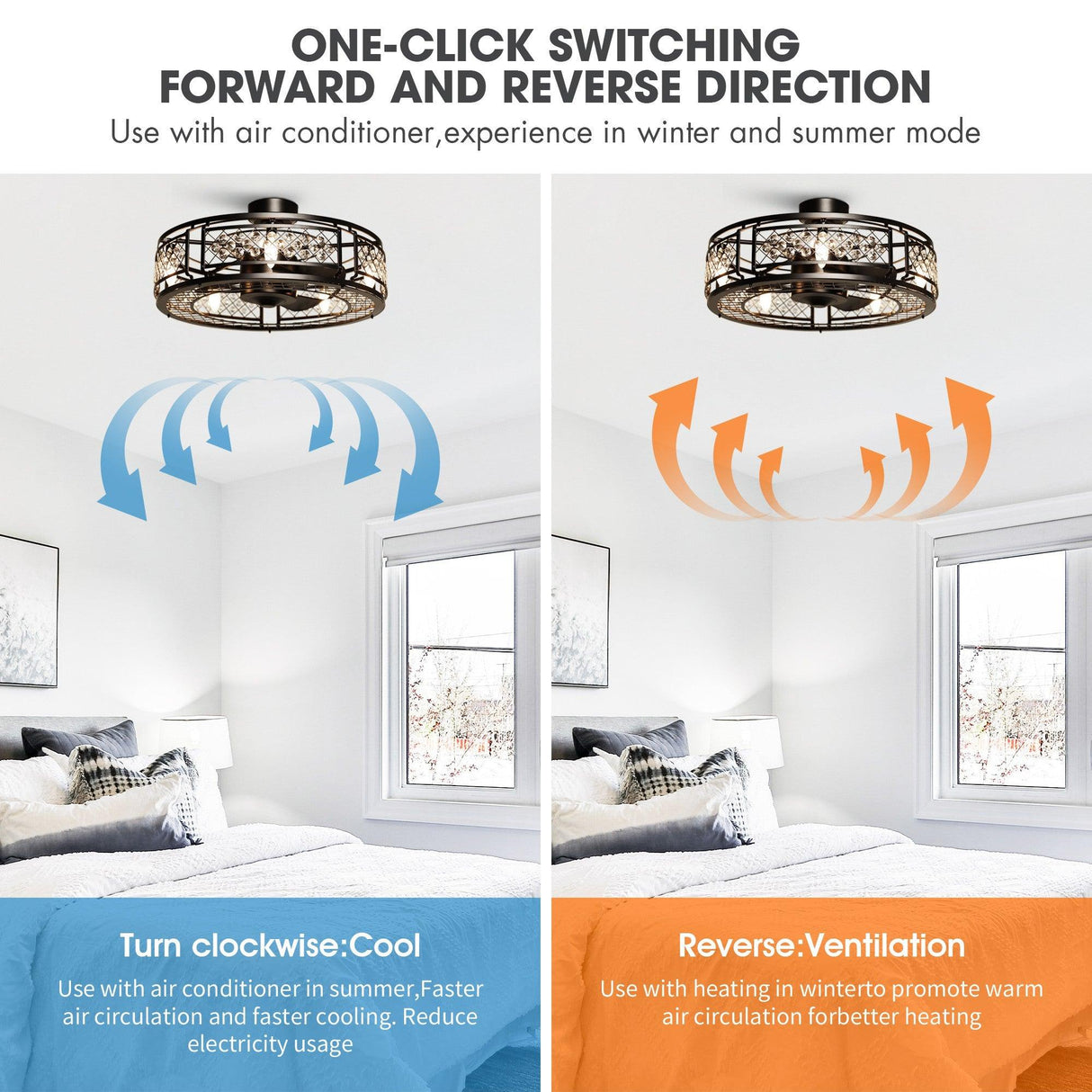 27" Wright Modern DC Motor Downrod Mount Reversible Crystal Ceiling Fan with Lighting and Remote Control