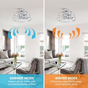 23" Modern Satin Nickel DC Motor Downrod Mount Reversible Fandelier Ceiling Fan with Lighting and Remote Control