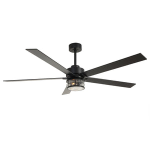 65" Modern DC Motor Downrod Mount Reversible Ceiling Fan With Lighting And Remote Control