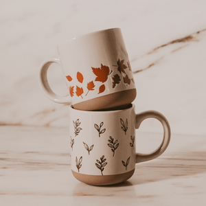 Brown Leaves 14oz. Stoneware Coffee Mug