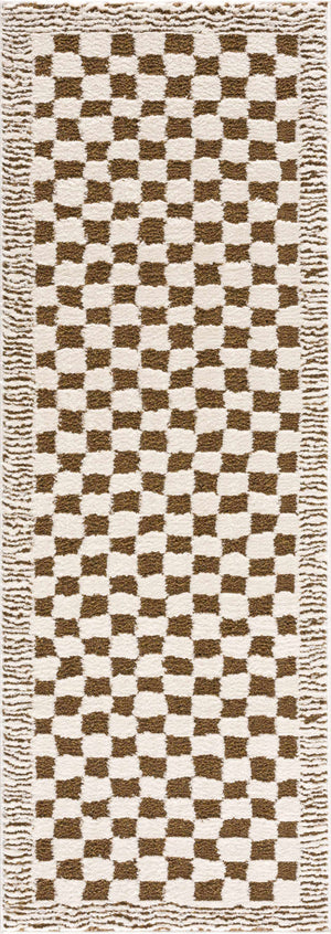 Leryn Brown & White Checkered Area Rug
