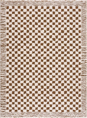 Leryn Brown & White Checkered Area Rug