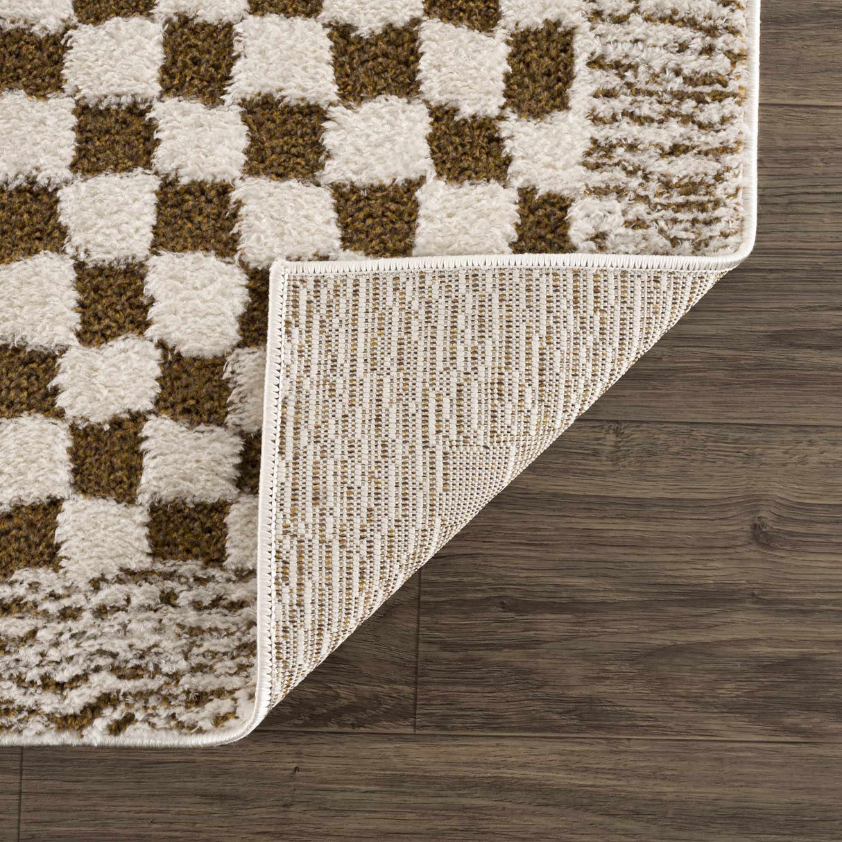 Leryn Brown & White Checkered Area Rug