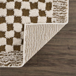 Leryn Brown & White Checkered Area Rug
