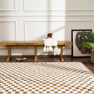 Leryn Brown & White Checkered Area Rug