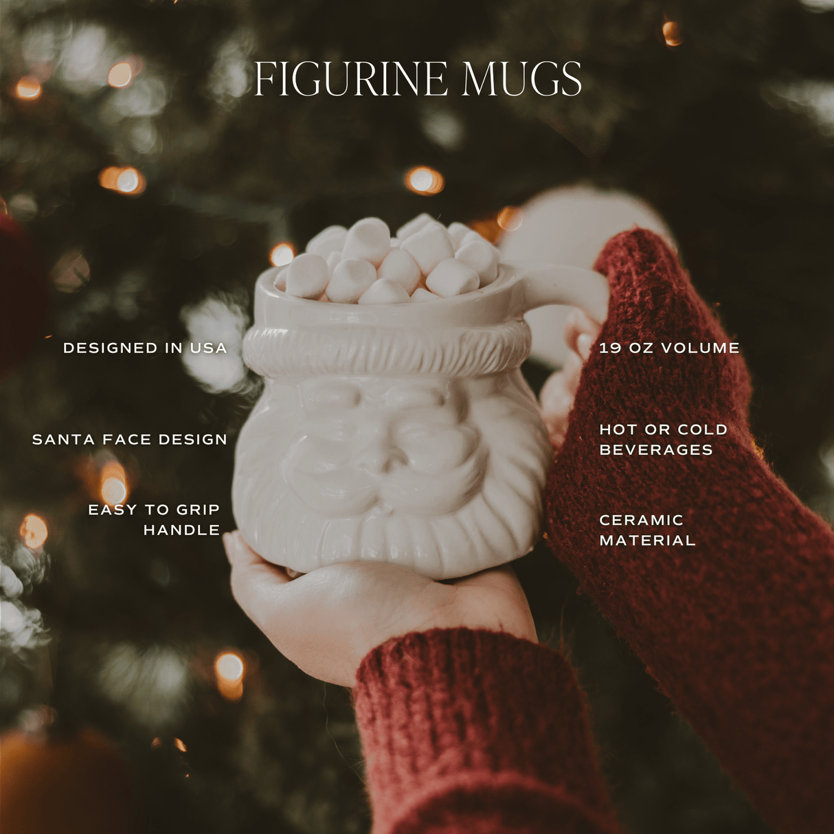 Red Hat Santa 19oz. Figural Coffee Mug
