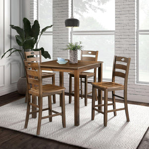 36"H Solid Rubberwood and Wood Veneer 5-Piece Counter Ht. Table Set
