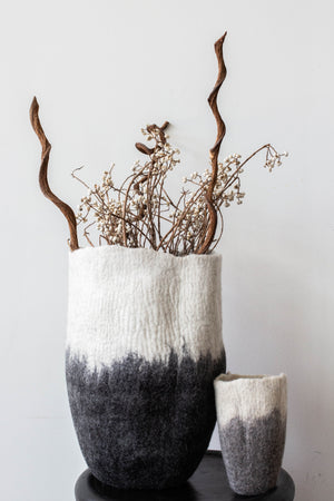Eclipse Black & White Wool Floor Vase