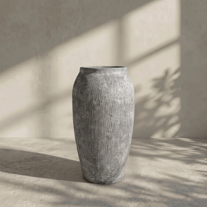Pompeii Colossus, Fiber Clay Vessel in Weathered Black 11"D x 20"H