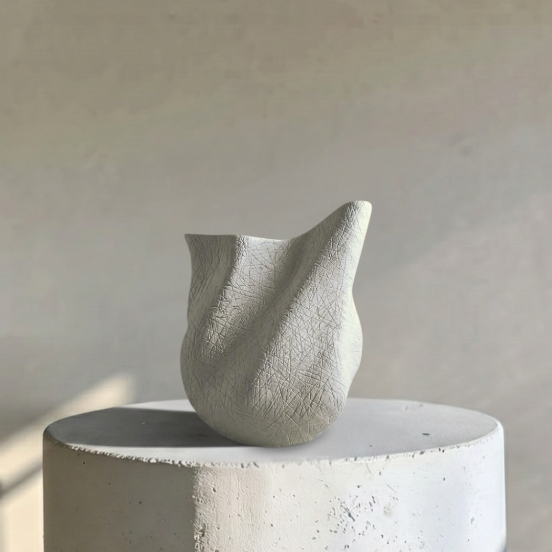 Everest Terracotta Vessel, Hand-painted in Jet Black, 11.4"L x 10"W x 13"H
