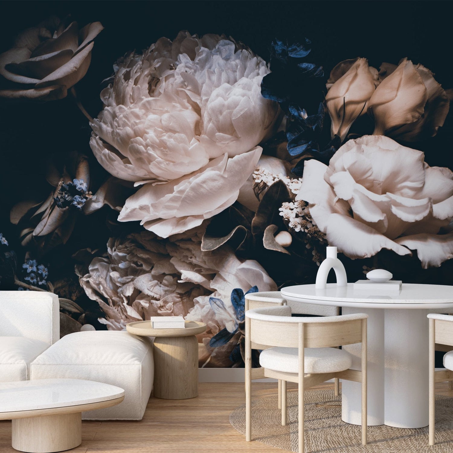 Large Dark Peony Mural Wallpaper