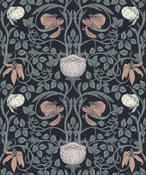 Retro Floral Peel and Stick Wallpaper - William Morris Wallpaper