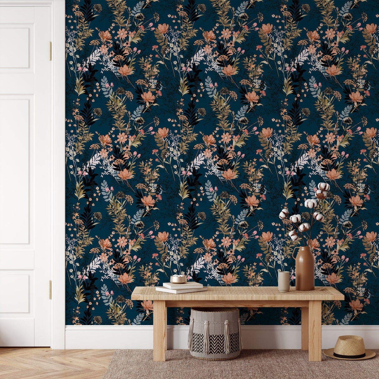 Dark Blue Flower Wallpaper