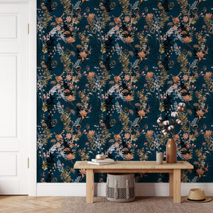 Dark Blue Flower Wallpaper
