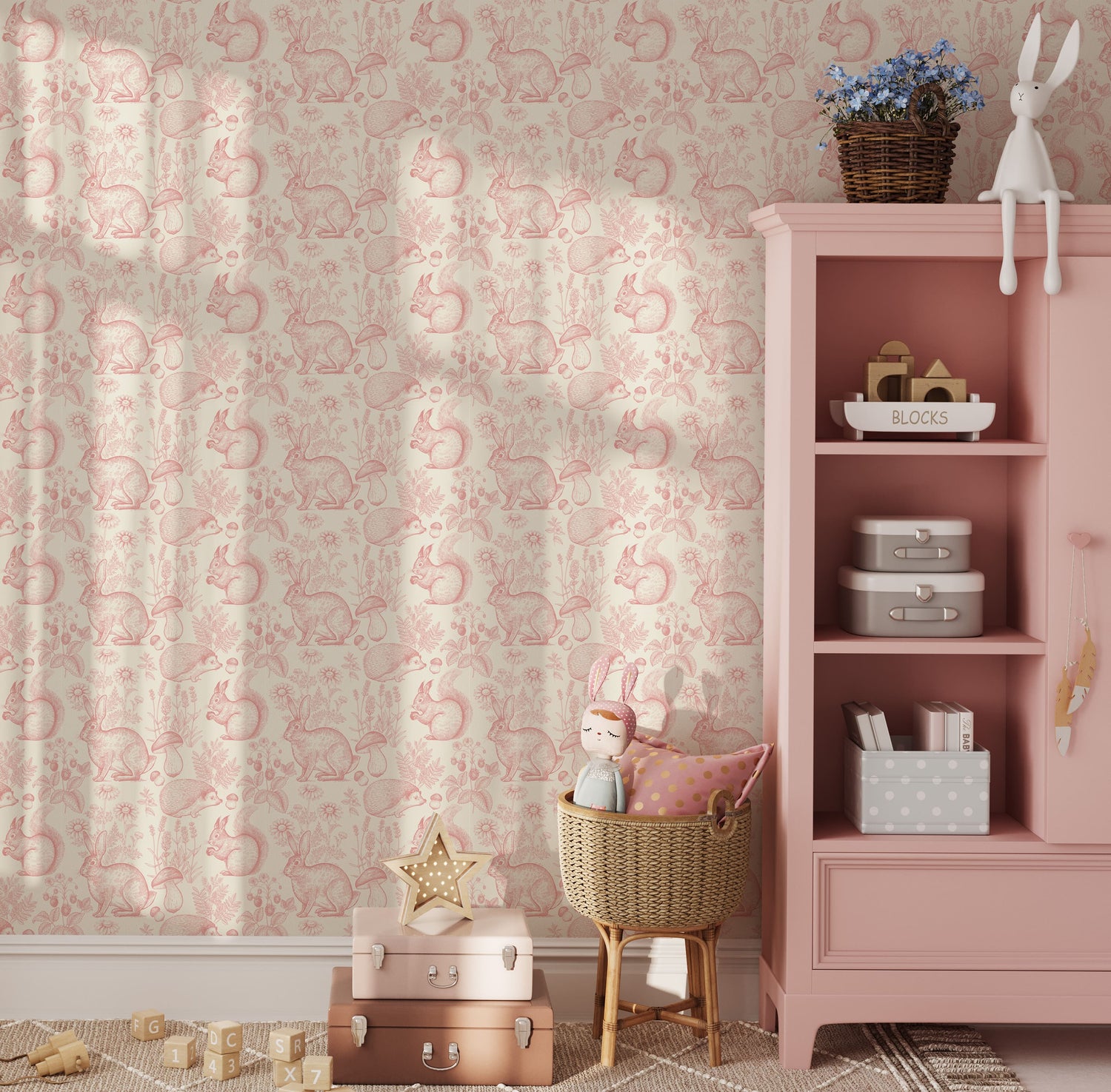 Vintage Forest Animal Wallpaper - Hedgehogs, Squirrels and Rabbits