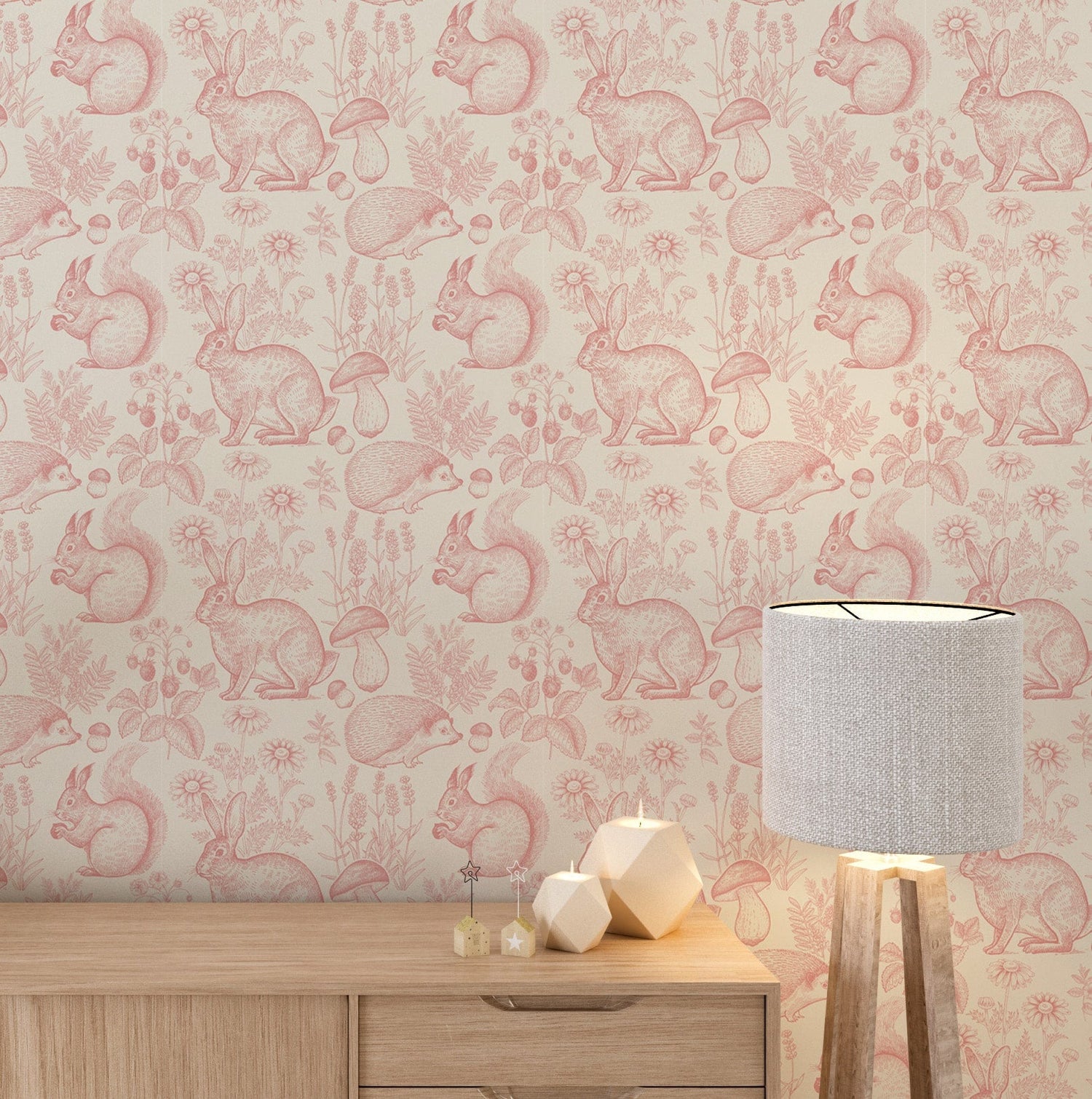 Vintage Forest Animal Wallpaper - Hedgehogs, Squirrels and Rabbits