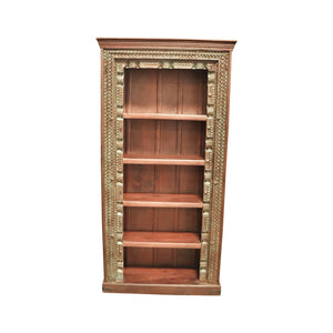 Antique Carved Doorframe Repurposed Rustic 5 Shelves Bookcase