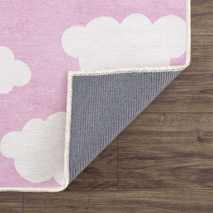 Nizar Pink Cloud Washable Kids Rug - Clearance