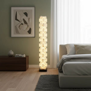 Stacked Alabaster Squares Floor Lamp