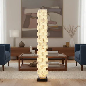 Stacked Alabaster Squares Floor Lamp