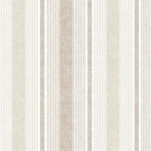 Ojai Stripe Wallpaper - Neutral Linen Texture Striped Wall Covering