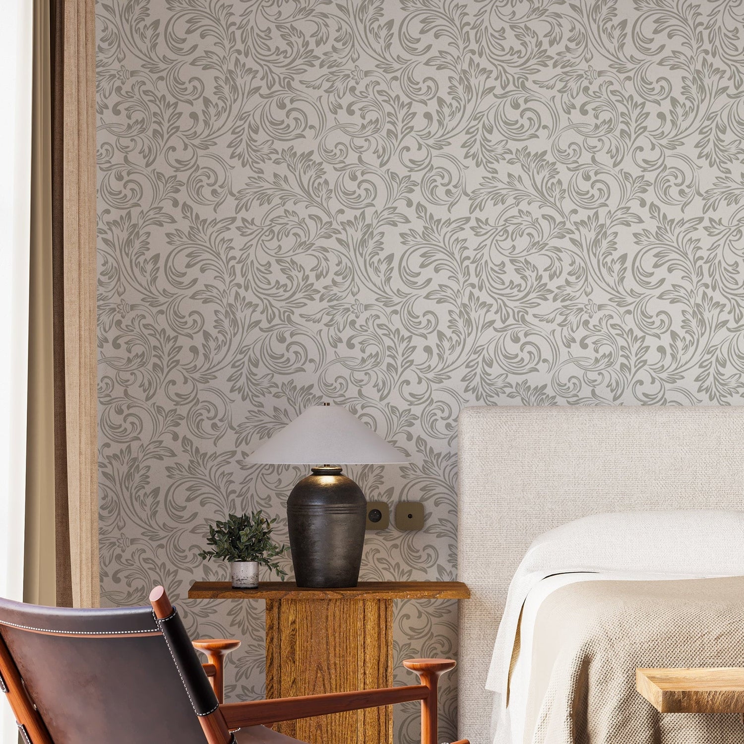Gray Baroque Wallpaper - Modern Damask Design