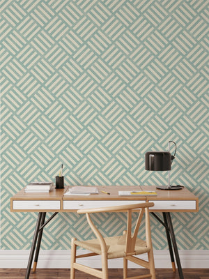 Green Geometric Stripes Pattern Peel and Stick Wallpaper